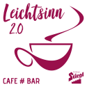 Logo von Leichtsinn 2.0, einem Cafe und Bar, mit einer stilisierten Kaffeetasse und Dampf.